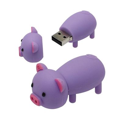 128GB Pig Shape USB 2.0 Flash Drive Pen Drive Keychain Thumb Drive Memory Stick USB Stick USB Drive (Purple)