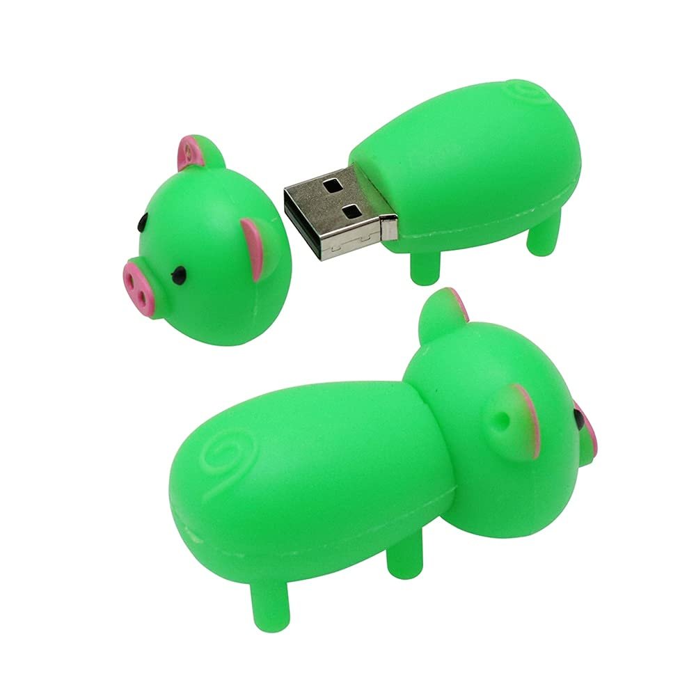 32GB Pig Shape USB 2.0 Flash Drive Pen Drive Keychain Thumb Drive Memory Stick USB Stick USB Drive (Green)