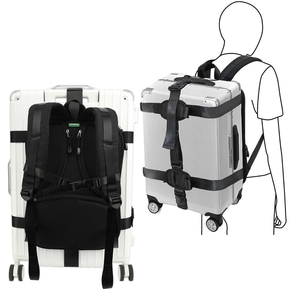 Baggex Store Premium Rugged Backpack Conversion System, Lockable Buckles,Zippered Pockets,Deluxe Padded Backplate Luggage Strap for 22-30 Inch Hardshell Case/Luggage/Suitcase