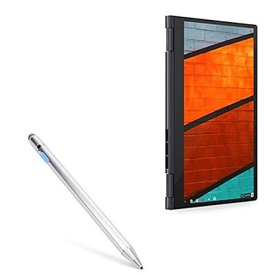 BoxWave Stylus Pen Compatible with Lenovo Yoga Chromebook (15.6 in) - AccuPoint Active Stylus, Electronic Stylus with Ultra Fine Tip - Metallic Silver