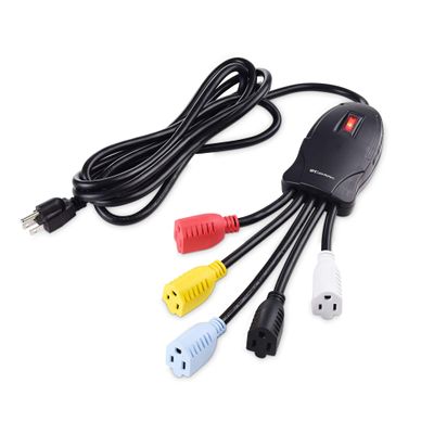 Cable Matters 5 Outlet Power Cord Splitter (Power Squid Outlet Multiplier) with Extra Long 10 Foot Cord and Color Coded Receptacles