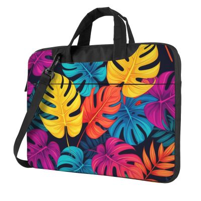 Colorful Tropical Leaf Print Laptop Bag Pouch Briefcase Fits 13/14/15.6 inch Notebook Computer Bags for Women Men