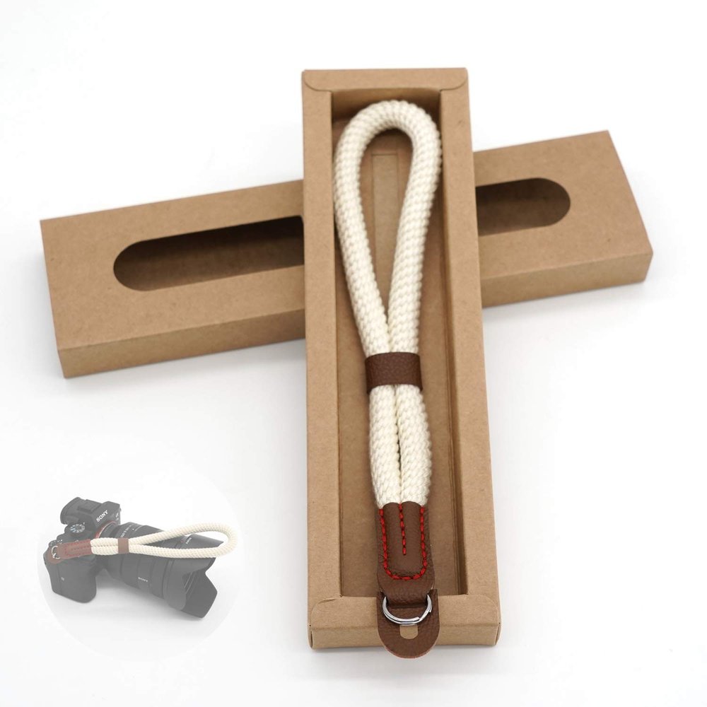 Comfortable Cotton Camera Hand Wrist Strap Compatible for Sony A7 A9 A6000 A6300 A6500 Fujifilm X-T30 X-T20 X-T3 X-T2 X70 ILCE M10 Mirrorless Cameras Safety Tether (Off-White)