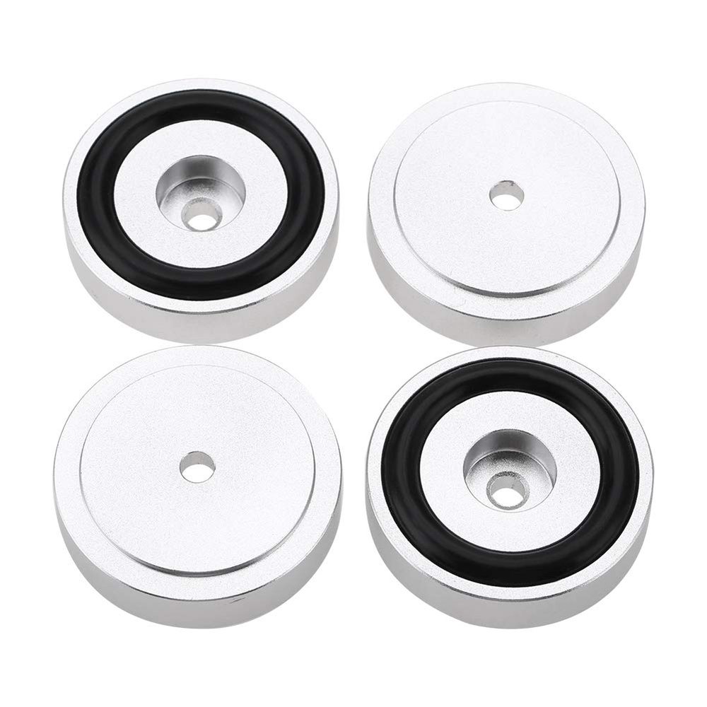 4Pcs Anti Vibration Amplifier Feet, 4010mm Aluminium Alloy Universal Copper Speaker Spikes Isolation Sand Blasting Amplifier Pads Feet (Silver)