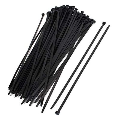 100Pcs Black Nylon Network Cord Cable Zip Wire Tie Fastener 16"