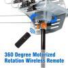 Five Star Outdoor HD TV Antenna Strongest Up to 150 Miles Long Range with Motorized 360 Degree Rotation, UHF/VHF/FM Radio Infrared Remote Control with Mounting Pole & 40FT RG6 Coax Cable Support 2 TVs view 3