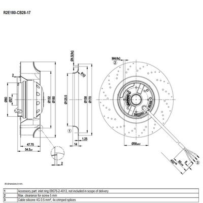 HRSTAR New Original Centrifugal Turbo Fan R2E180-CB28-17 230V Size180mm Cooling Fans