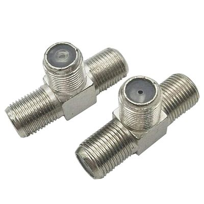 KOSTONA F-Type RG6 Coax Cable Splitter Combiner Adapter Connecter for TV Video Antenna Cable Satellite (2 Pack, 3-Way F-Type Female to 2 Female)