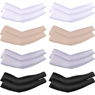 Mudder 8 Pairs Arm Sleeves UV Sun Protection for Men Women Cooling Tattoo Cover Up Sleeves(Mixed Color,Average Size)