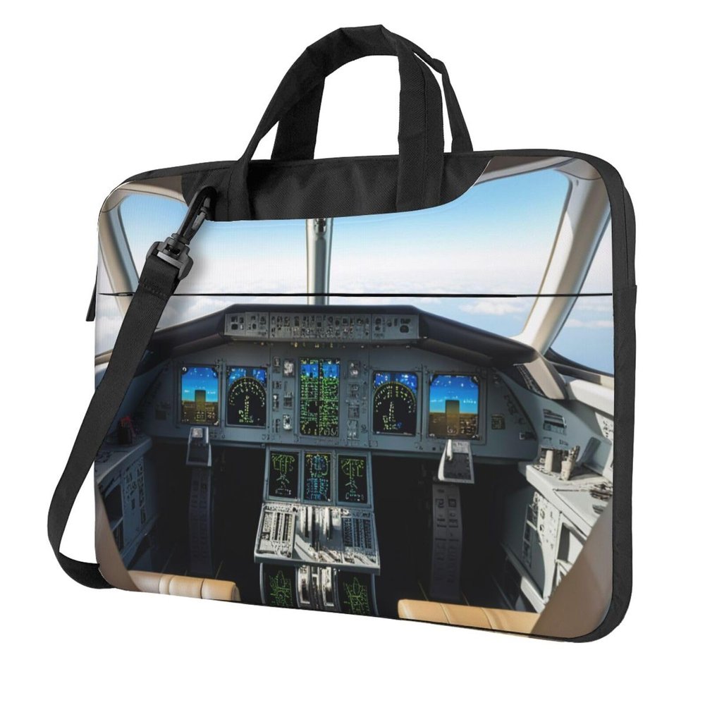 Airplane Cockpit Print Laptop Bag Pouch Briefcase Fits 13/14/15.6 inch Notebook Computer Bags for Women Men