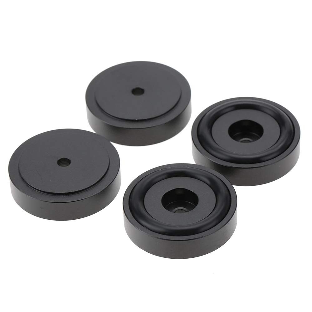 4Pcs Anti Vibration Amplifier Feet, 4010mm Aluminium Alloy Universal Copper Speaker Spikes Isolation Sand Blasting Amplifier Pads Feet (Black)