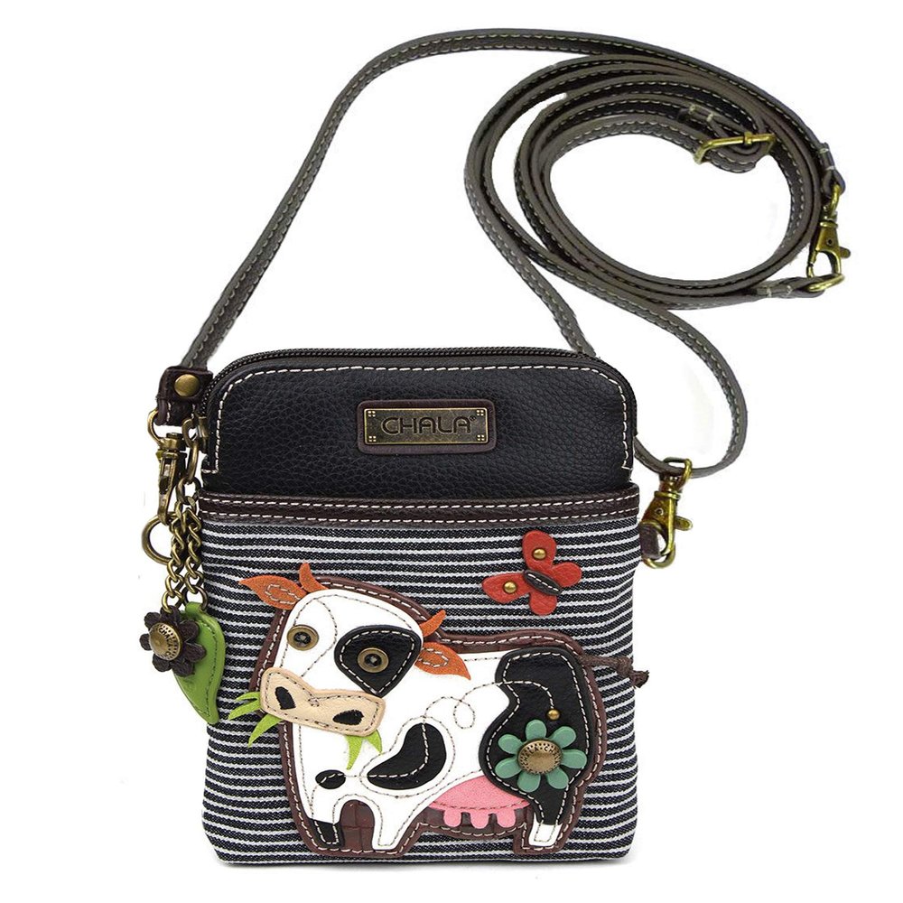 Chala Handbags Cow Cellphone Crossbody Handbag - Cow Lover Farmer, 5" x 7.5" x 1"