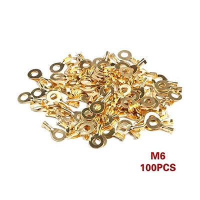 Davitu 100PCS/set Non-insulated M3 M4 M5 M6 Ring Cable Lugs Terminals Assorted Naked Connector Wire Cable Connectors Brass Terminals - (Color: M6 6.2mm)