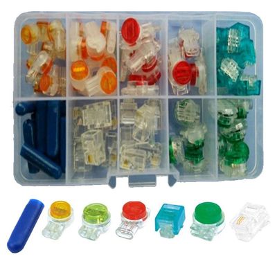 Davitu 70pcs Phone Wire But Splice Connector Crimp Terminals Assortment Kit RJ11 Plug UY UR UB B Connector