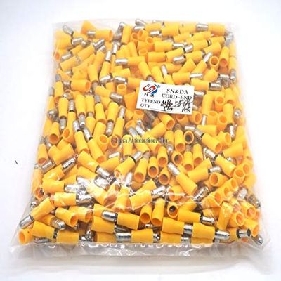 Davitu 500pcs FRD5.5-195 Yellow Vinyl Insulated Female Bullet Terminals and Connectors For 4.0-6.0mm2, 12-10 Wire