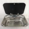 GR-586 Boat RV Caravan Camper Rectangular Stainless Steel Hand Wash Basin Kitchen Sink with Toughened Glass Lid (Sink and Faucet) view 1