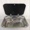 GR-586 Boat RV Caravan Camper Rectangular Stainless Steel Hand Wash Basin Kitchen Sink with Toughened Glass Lid (Sink and Faucet) view 2