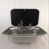 GR-586 Boat RV Caravan Camper Rectangular Stainless Steel Hand Wash Basin Kitchen Sink with Toughened Glass Lid (Sink and Faucet) view 3