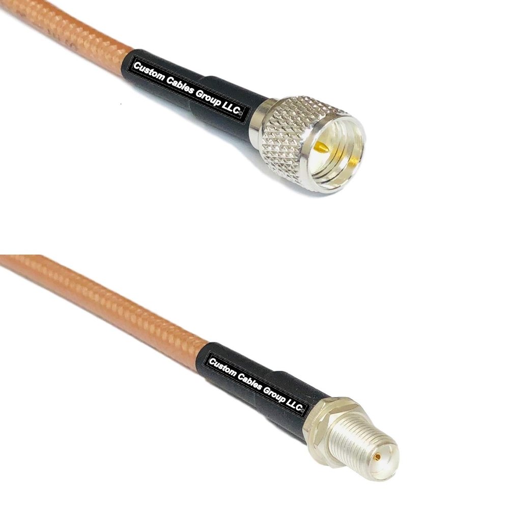 50 feet RG142 Silver Plated Mini UHF Male to SMA Female RF Coaxial Cable