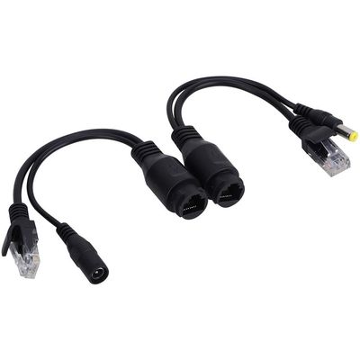 12V PoE Adapter, Power Over Ethernet Passive POE Adapter Cable Splitter Injector for Surveillance Camera(Black)