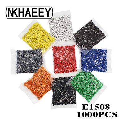 Davitu 1000pcs/Pack E1508 Insulated Cord End Terminal Crimp Terminal Wire Connector Crimp Ferrules Crimping Terminals Tubular AWG #16 - (Color: Black)