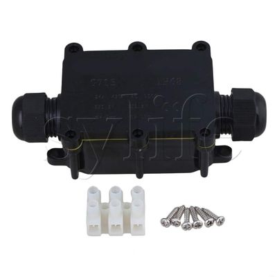 Davitu Black 2 Way Cable Wire Connectors Junction Box IP68 Waterproof Sunproof