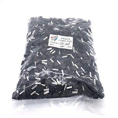 Onvas TE1508 Two Pre-insulated Pipe-shaped End Cold pressed terminals/Cable Connector/Wire Connector 1000PCS/Pack - (Color: Black)