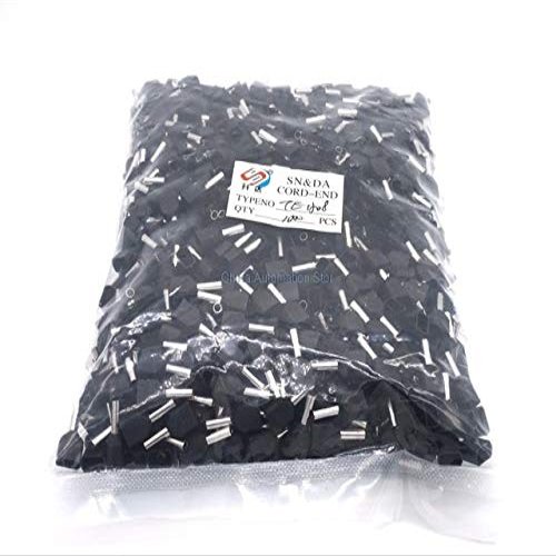Onvas TE1508 Two Pre-insulated Pipe-shaped End Cold pressed terminals/Cable Connector/Wire Connector 1000PCS/Pack - (Color: Black)
