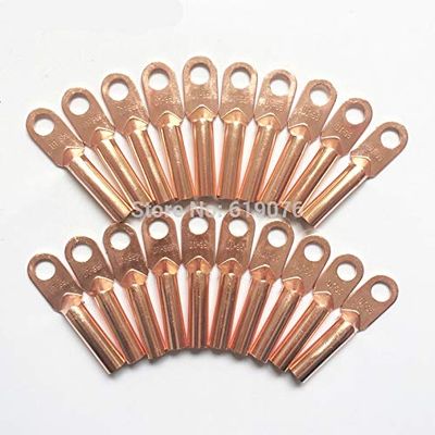 Davitu 20Pcs 35mm2 Cable Lug Terminal Connector Copper Tone for 10.5mm Dia Bolt DT-35