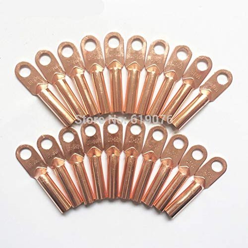 Davitu 20Pcs 35mm2 Cable Lug Terminal Connector Copper Tone for 10.5mm Dia Bolt DT-35