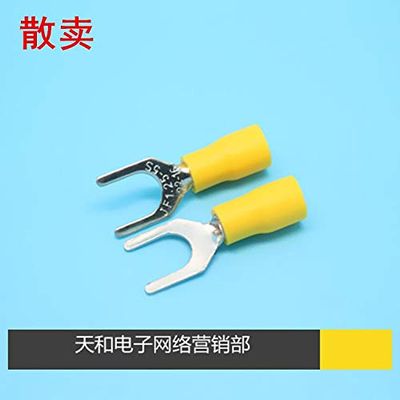 Davitu 100pcs/SV1.25-5S 22-16 thickness:0.5 Y U type Fork shape Pre insulation Cold pressing terminals Red Yellow Blue - (Color: Red)