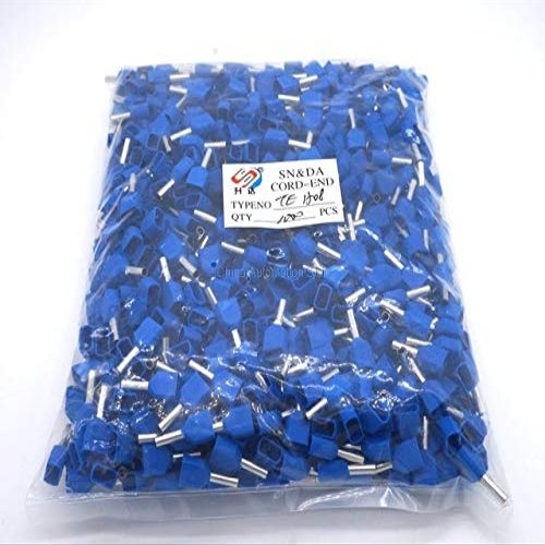 Onvas TE1508 Two Pre-insulated Pipe-shaped End Cold pressed terminals/Cable Connector/Wire Connector 1000PCS/Pack - (Color: Blue)
