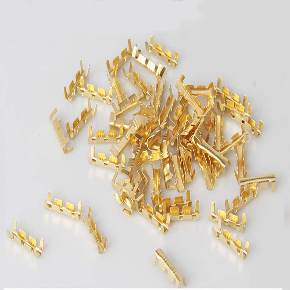 Davitu 100pcs U-shaped Gold Brass Buckle Terminal Docking Connector Line Pressing Button