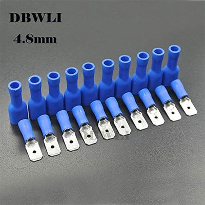 Davitu 100pcs 50pairs 2.8mm 4.8mm 6.3mm Female Male Electrical Wiring Connector Insulated Crimp Terminal Spade FDFD2-250 MDD2-250 - (Color: 4.8mm Blue 50pairs)