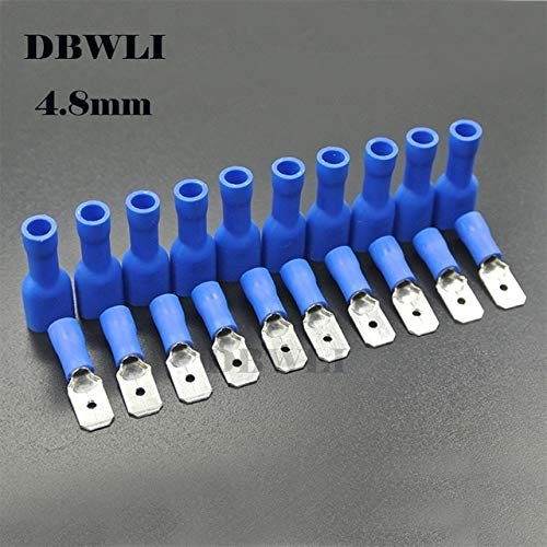 Davitu 100pcs 50pairs 2.8mm 4.8mm 6.3mm Female Male Electrical Wiring Connector Insulated Crimp Terminal Spade FDFD2-250 MDD2-250 - (Color: 4.8mm Blue 50pairs)