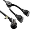 Cable Leader Ultra Low Profile Power Extension Cord Splitter Cable, 2 NEMA 5-15R to 1 NEMA 5-15P (16 AWG, 14 inches) view 1