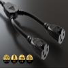 Cable Leader Ultra Low Profile Power Extension Cord Splitter Cable, 2 NEMA 5-15R to 1 NEMA 5-15P (16 AWG, 14 inches) view 3