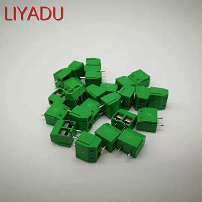 Davitu 500PCS/LOT KF301-2P Splicing, screw type PCB spacing 5.0 connector terminals, terminal Blue/green KF301 Red, blue, green, black - (Color: Green, Pins: Copper feet)