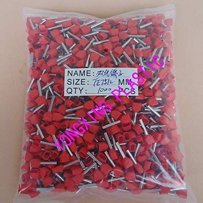 Davitu 1000pcs/bag TE7512 twin cord end insulated pin terminal block suit cable2X0.75mm2