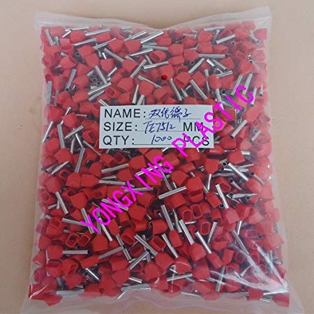Davitu 1000pcs/bag TE7512 twin cord end insulated pin terminal block suit cable2X0.75mm2