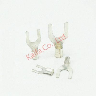 Davitu 50pcs /lots 6mm2 4/5/6/8/10 mm UT fork bare terminals cold pressing wiring terminal Y/U type connection piece Ground plate - (Color: UT68)