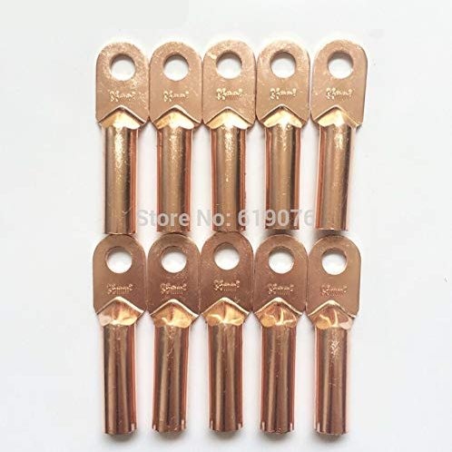 Davitu 10Pcs 95mm2 Cable Lug Terminal Connector Copper Tone for 12.5mm Dia Bolt DT-95