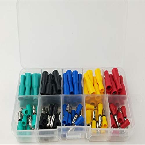 Davitu 100pcs/box Butt joint terminal wire connector 5 color bullet head set 1-156 male female pair joint