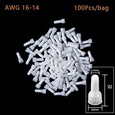 Davitu 100pcs/pack Closed End Crimp Caps Electrical Wire Cable Terminals Connectors Cap Nipple AWG 12-10/16-14/22-16 - (Color: AWG 16-14)