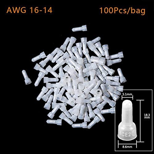 Davitu 100pcs/pack Closed End Crimp Caps Electrical Wire Cable Terminals Connectors Cap Nipple AWG 12-10/16-14/22-16 - (Color: AWG 16-14)