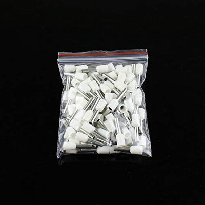 Onvas 100PCS E1508 E1510 E1512 E1518 Insulated Ferrules Terminal Block Cord End Wire Connector 1.5mm2, Crimp Terminator - (Color: white, Pins: E1518)