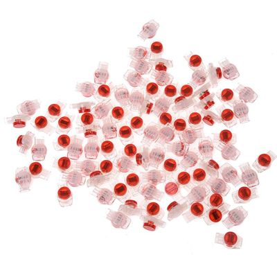 Davitu New Hot 100 Pcs Data Phone Wire Butt Splice 3 Ports UR Connectors Red Clear