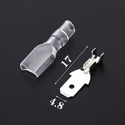 Davitu 100PCS YT1798 Cold Pressed Terminals 4.8 mm Male Connector+Sheath Male Tab Nickel-Copper
