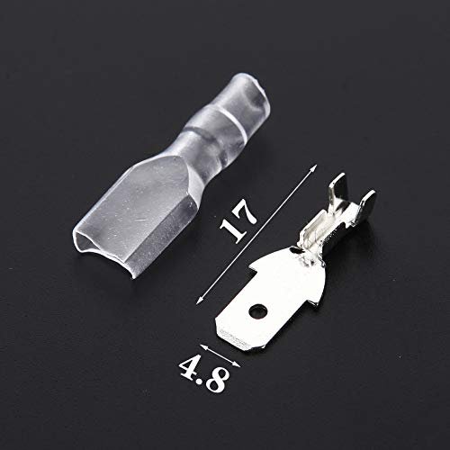 Davitu 100PCS YT1798 Cold Pressed Terminals 4.8 mm Male Connector+Sheath Male Tab Nickel-Copper