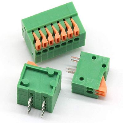 Davitu 50PCS 2.54mm Pitch Spring Terminal Blocks Connector 11P 12P KF141R Right Angle Green RoHS PCB Mounted - (Color: 13 Pin)